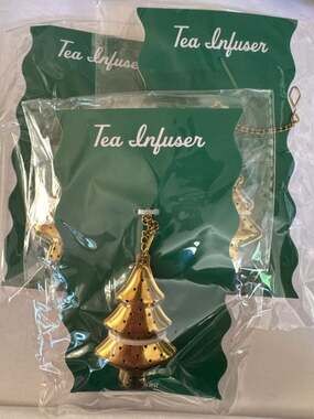 P516 Set of 3 Tree Gold Tone Tea Infuser